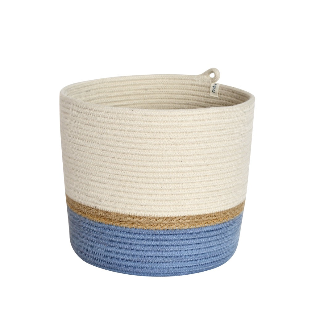 Cylinder Basket - Jute & Blue-Grey