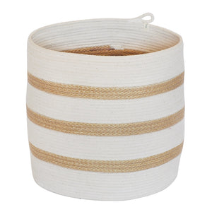 Cylinder Basket - Ivory & Jute Stripes