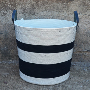Leather-Trim Storage Basket - Liquorice
