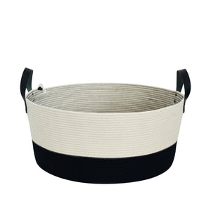 Leather-Trim Storage Basket - Liquorice S