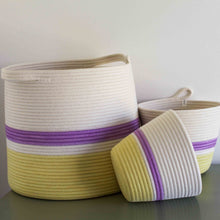 Conical Basket - Banana Yellow & Berry Purple Block & Striped
