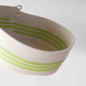 Oval Basket M - Pistachio Green Swirl Striped