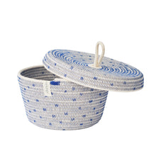 Lidded Bowl Basket - Stitched Polka Dot