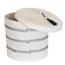 Lidded Cylinder Basket - Stitched Striped