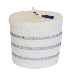 Lidded Cylinder Basket - Stitched Striped