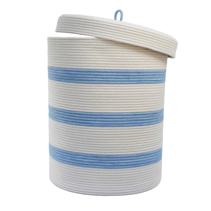 Lidded Cylinder Basket XLT - Bubblegum Blue Striped