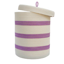 Lidded Cylinder Basket XLT - Berry Purple Striped