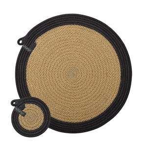 Placemats & Coasters (set of 4 each) - Charcoal Jute Jungle