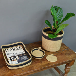 Table Basket & Coasters - Jute & Charcoal
