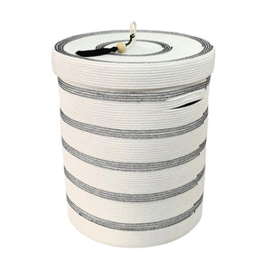 Lidded Laundry Basket - Stitched Striped (assorted colours)