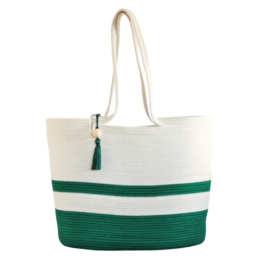 Shopper Bag Green & Ivory