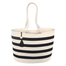 Shopper Bag Ivory With Black Stripes